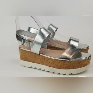 Madden Girl Wedge Metalic Silver Sandals